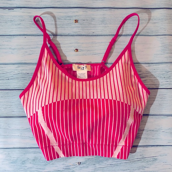 Love J | Pink and White Striped Cropped Tank Top &/or Padded Sports Bra | S/M - Picture 1 of 12